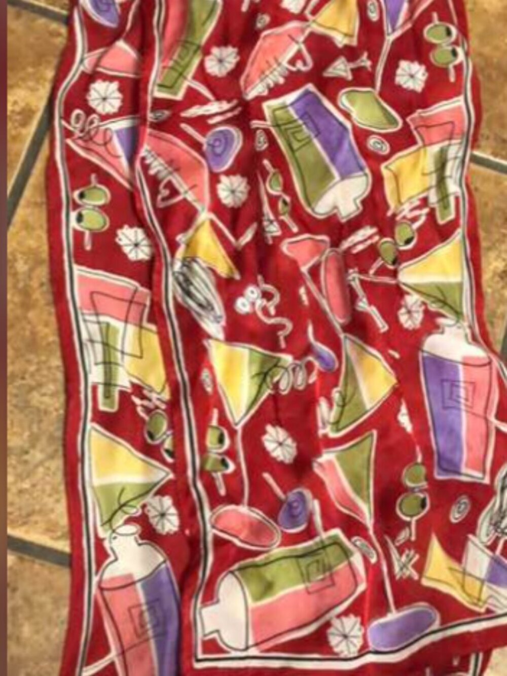 Vintage Shaker, Martini, Cosmo, Olives Scarf